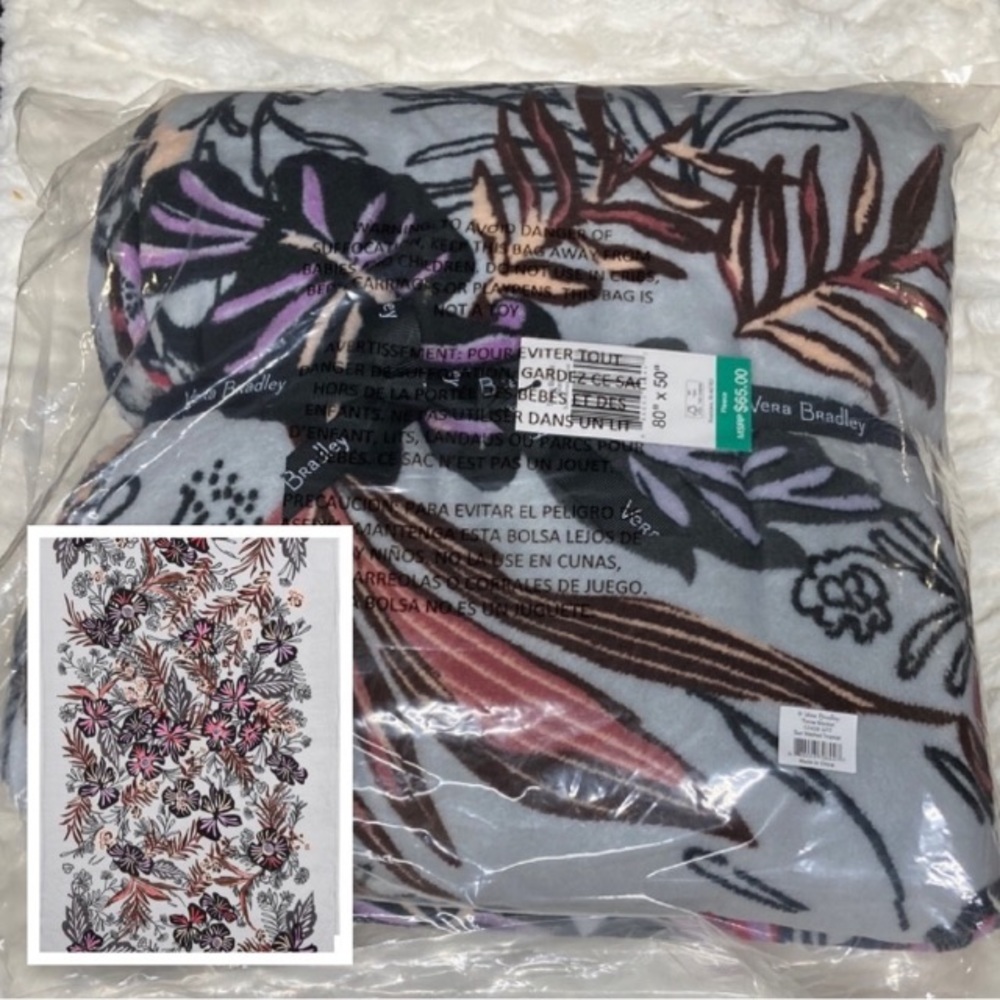 Vera Bradley Throw Blanket Sun Washed Tropical Pattern